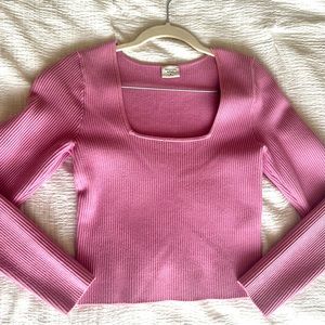 Abercrombie pink square neck sweater top - M